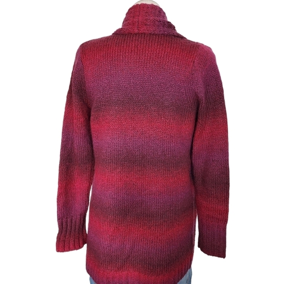 Eddie Bauer Ombre Crochet Open Front Burgundy Women's Sweater Size S - Picture 2 of 8